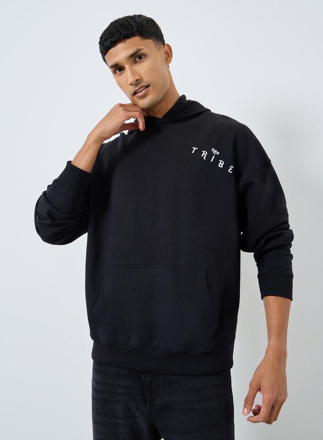Styli Men Black Oversized Heavy Fleece Hoodie - Image 3